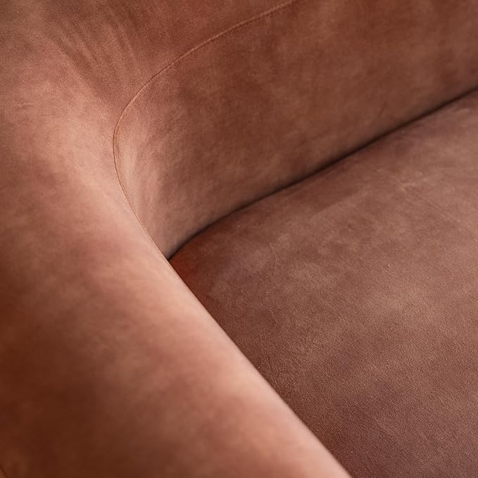 Acanva Luxury Modern Tight Curved Back Velvet Sofa, Minimalist Style Comfy Couch for Living Room Apartment, L-Shape Right Chaise, Tangerine