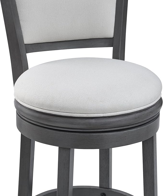 Ball & Cast Upholstered Swivel Counter Stools Kitchen Bar Stools 24" Seat Height Wooden Stool Chair, Cream White Set of 1