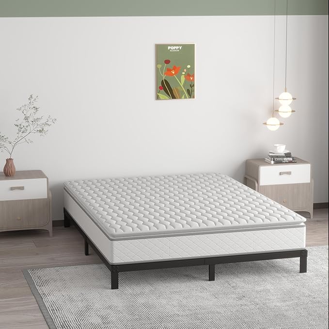 7 Inch California King Bed Frame No Box Spring Need, Low Profile Metal Platform Cal King Size Bed Frame, Heavy Duty Support Bedframes California King, Easy Assembly
