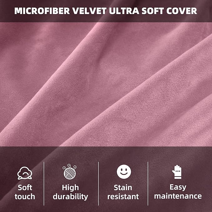 HABUTWAY Bean Bag Chair 3Ft Luxurious Velvet Ultra Soft Fur with High Rebound Memory Foam Bean Bag Chairs for Adults Plush Lazy Sofa with Fluffy Sponge 3' (Soft Pink)