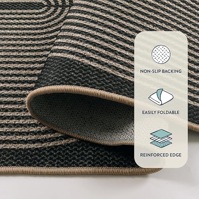 Lahome Modern Rainbow Kitchen Runner Rug, 2x8 Easy Jute Rug Runners for Hallways Entry Farmhouse Indoor Outdoor Carpet, Contemporary Washable Non Slip Runner for Laundry Room Porch
