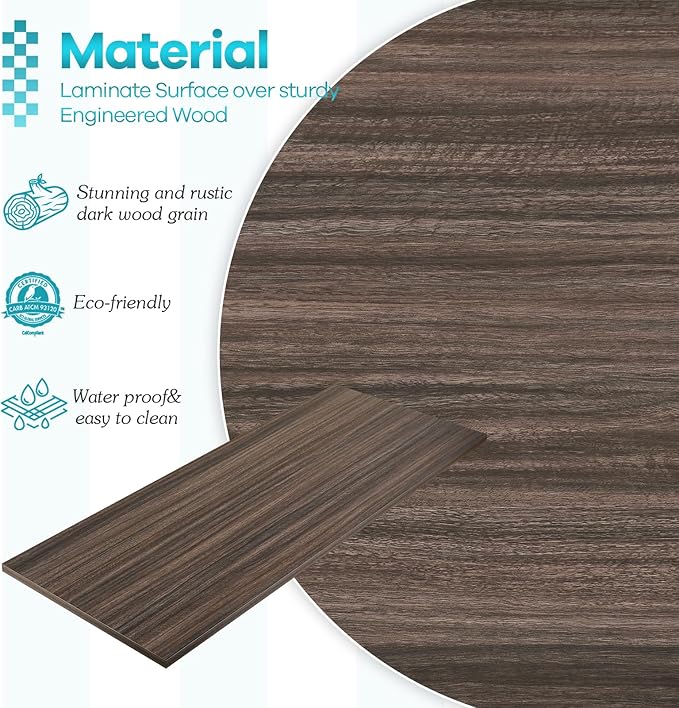 Kaboon Universal Tabletop 36"x20", Solid One-Piece Melamine Table Top, Double L Floating Desk DIY, Home and Office,Eucalyptus