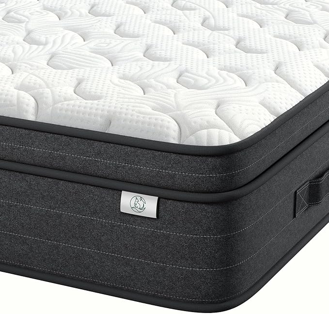 12 Inch Full Size Mattress in a Box for Back Pain, Medium Firm Feel Fiberglass Free Hybrid Mattress with Individual Pocket Springs and Pressure-Relieving Memory Foam, 120-Night Trial