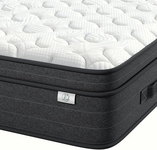 12 Inch Full Size Mattress in a Box for Back Pain, Medium Firm Feel Fiberglass Free Hybrid Mattress with Individual Pocket Springs and Pressure-Relieving Memory Foam, 120-Night Trial