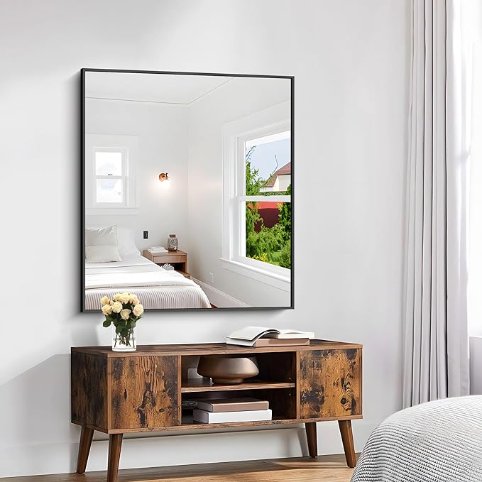 KOCUUY Black Rectangle Mirror, 36"x40" Bathroom Mirrors for Over Sink, Large Black Wall Mounted Mirror, Metal Framed Mirror for Wall, Vanity Mirror for Bathroom Living Room Bedroom Dining Room