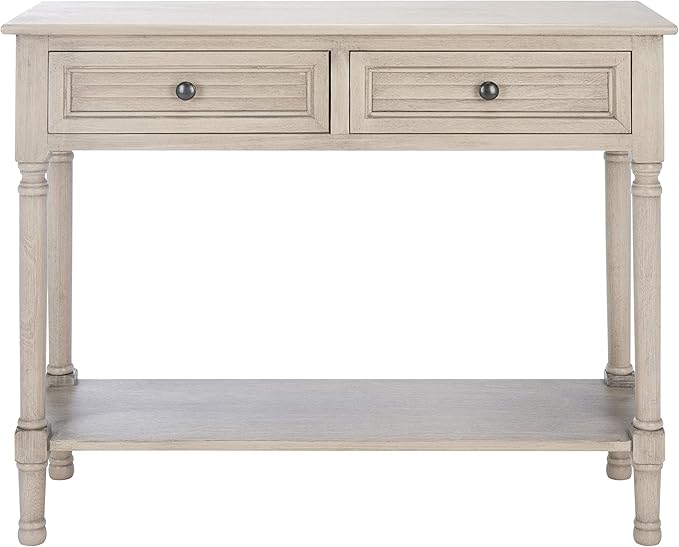 Safavieh Home Collection Tate Greige 2-Drawer Bottom Shelf Console Table