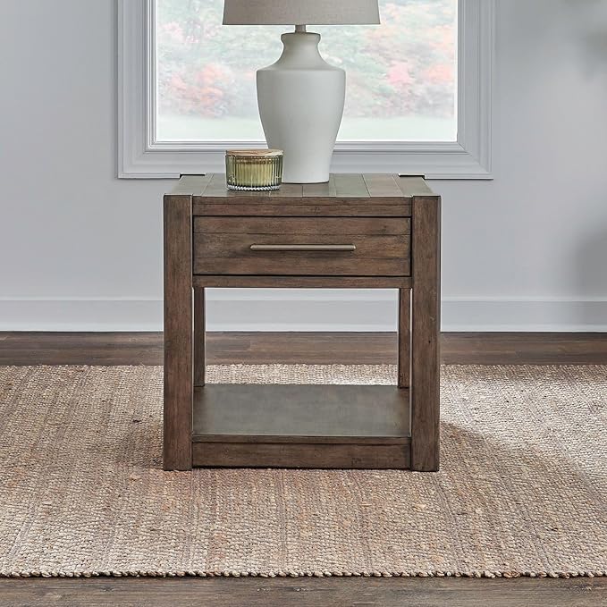Liberty Furniture Broadmore Living Room Drawer End Table - Cobblestone Brown