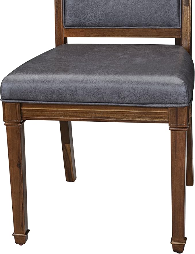 NKAM9-AWA-34 9-Piece Dining Table Set Includes a Kitchen Table and 8 Dark Grey Polyester Fabric Dinner Chairs with High Back - Antique Walnut Finish