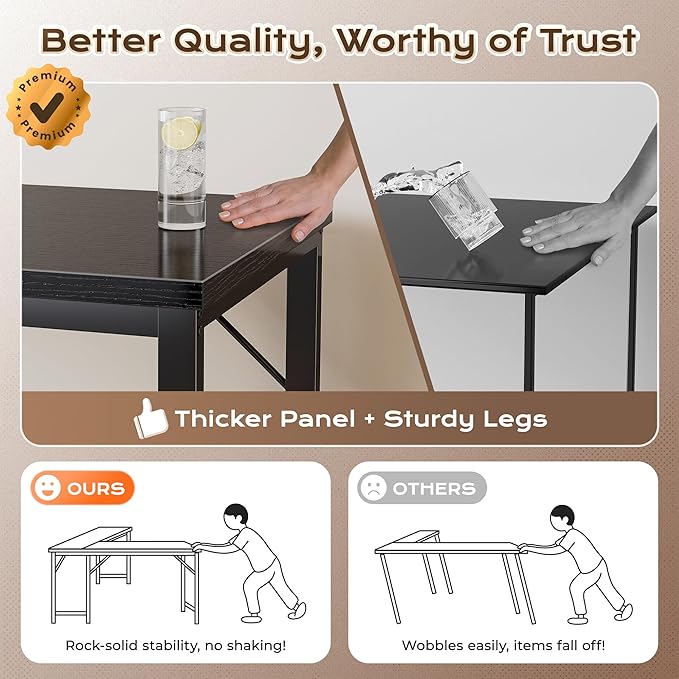 Huuger 63 Inch L Shaped Desk with Power Outlets and USB-C Port, Reversible Computer Desk, Larger Office Corner Gaming Desk, 0.95 Inch Thicker Desktop, Metal Frame, for Home Office, Study, Black
