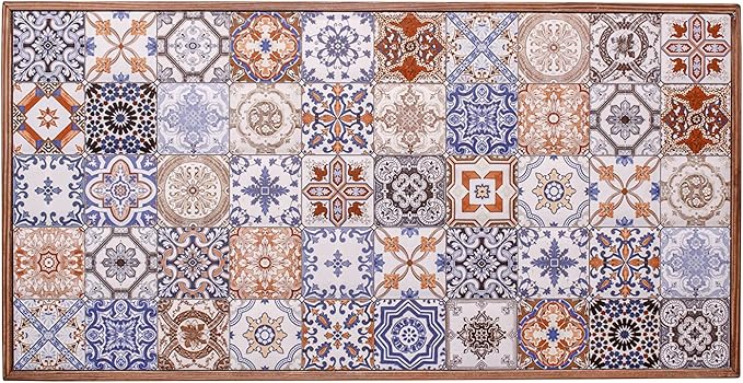 Comfyt Coffee Table, Side Table, End Table, Nightstand Nesting Table Plant Stand Bedside Table Accent Table Home Essentials Wood Tiled Top Rustic Table Ceramic Tiles Mexican Tile Table