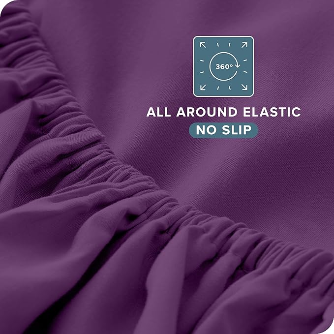 Bare Home Full XL Sheet Set - Luxury 1800 Ultra-Soft Microfiber Full Extra Long Bed Sheets - Double Brushed - Deep Pockets - Easy Fit - 4 Piece Set - Bedding Sheets & Pillowcases (Full XL, Plum)