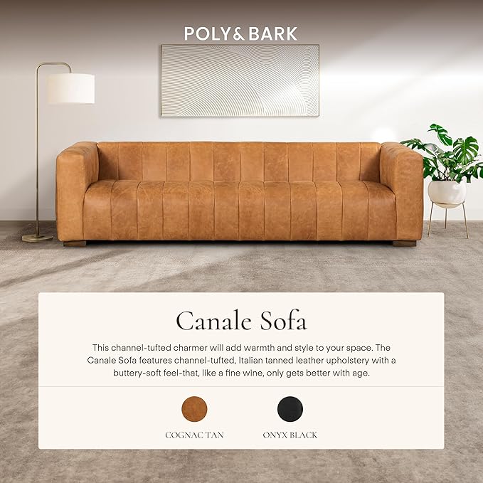 POLY & BARK Canale 99" Sofa in Cognac Tan