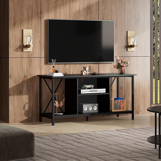WLIVE TV Stand up to 45 Inch TV, 41" Entertainment Center with Open Storage Shelf for Living Room, Black