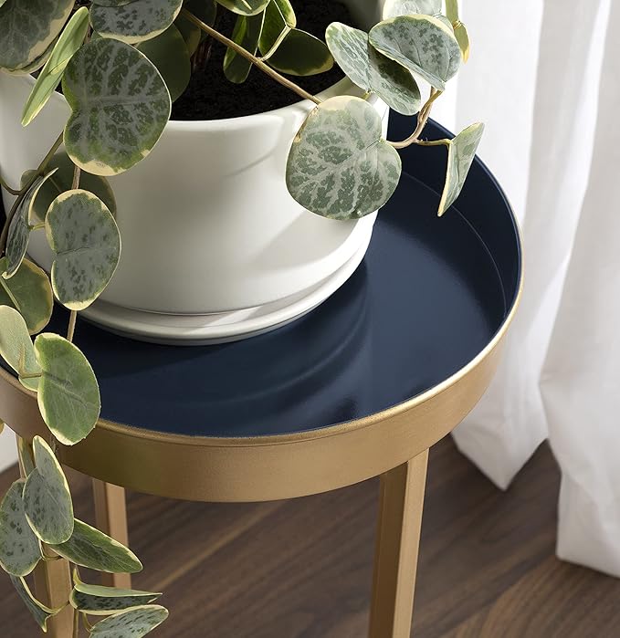 Kate and Laurel Celia Modern Side Table, Set of 2, Navy Blue and Gold, Sophisticated End Tables for Storage and Display