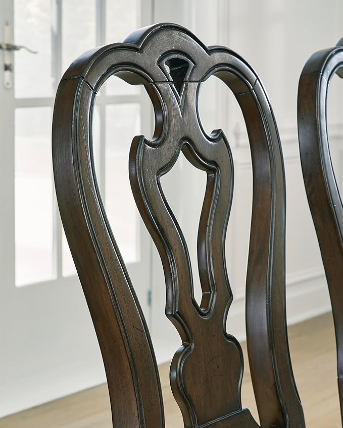 Signature Design by Ashley Maylee Classic Upholstered Armless Dining Chair, Set of 2, Dark Brown