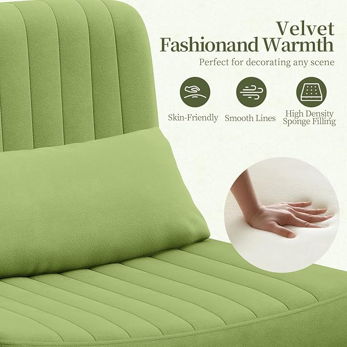 Warmiehomy Criss Cross Office Chair with Wheels, Velvet Cross-Legged Desk Chairs for Home, Height Adjustable Swivel Wide Seat Computer Chair, Morden Vanity Chair for Women, Light Green