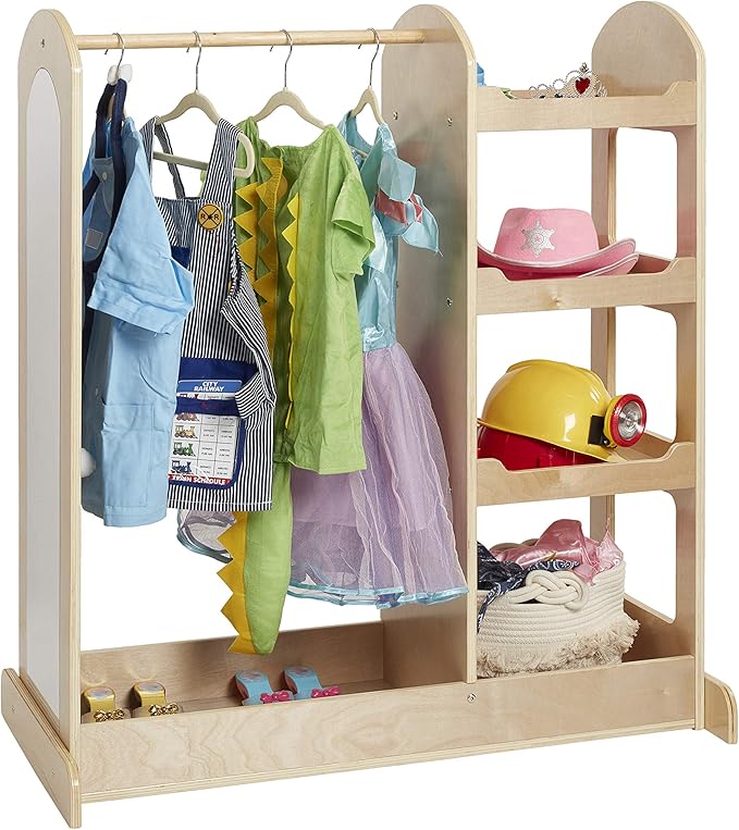 ECR4Kids Dress Up Center with Mirrors, Costume Organizer, Natural