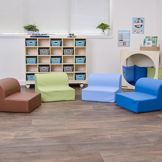 Children's Factory Library Loungers, Flexible Seating Classroom Furniture, Comfy Kids Chairs, Woodland, Set of 4
