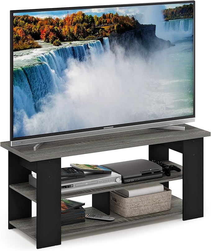 Furinno JAYA TV Stand, French Oak Grey/Black