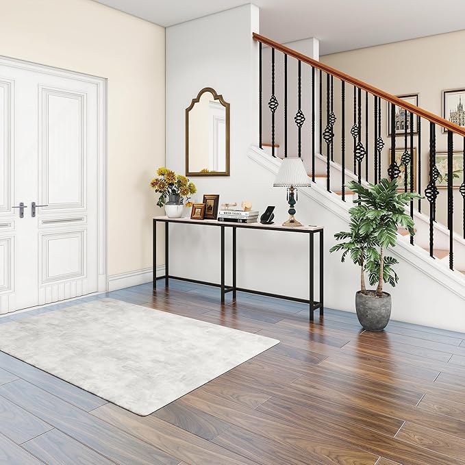 HOMERECOMMEND 70.8 Inch Console Table with USB Ports, Sofa Table with Charging Station, Narrow Entryway Table, Skinny Hallway Table,Maple