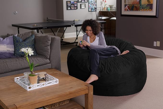 Sofa Sack Bean Bag Chair - Plush, Ultra Soft - Memory Foam Bean Bag Chair with Microsuede Cover - Stuffed Foam Filled Furniture and Accessories for Dorm Room 5 Feet - Black