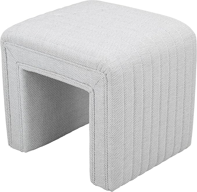 Get Set Style Vanity Stool Chair,Modern Linen Ottoman Foot Stool with Wooden Legs Sofa Bench Footstool Extra Seat for Vanity,Makeup Room,Living Room,Entryway,Office (Fully Assembled)