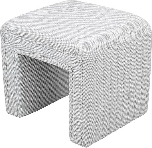 Get Set Style Vanity Stool Chair,Modern Linen Ottoman Foot Stool with Wooden Legs Sofa Bench Footstool Extra Seat for Vanity,Makeup Room,Living Room,Entryway,Office (Fully Assembled)