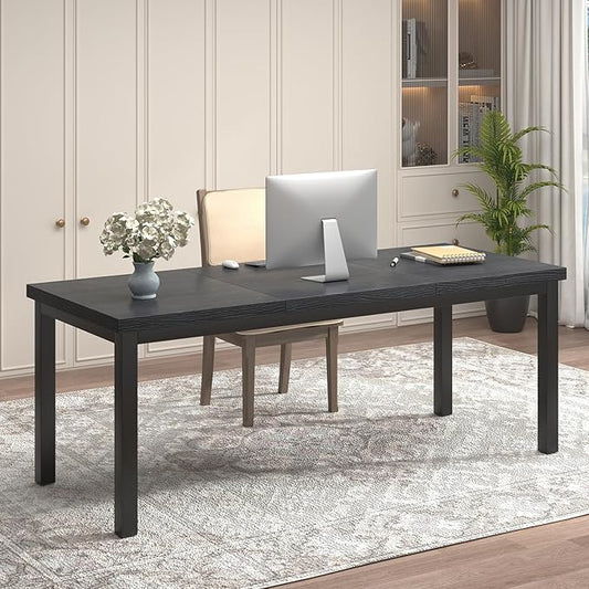 63 Inch Long Computer Desk, Home Office Desk, Modern Table for 2 Person Kids Student Gaming Computer Desk, Simple Office Table for Work,Craft, Writing, Studying, Etc., Black.