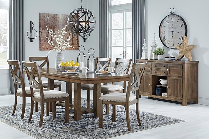 Signature Design by Ashley Moriville Farmhouse 36” x 30” Dining Extension Table, Seats up to 8, Brown
