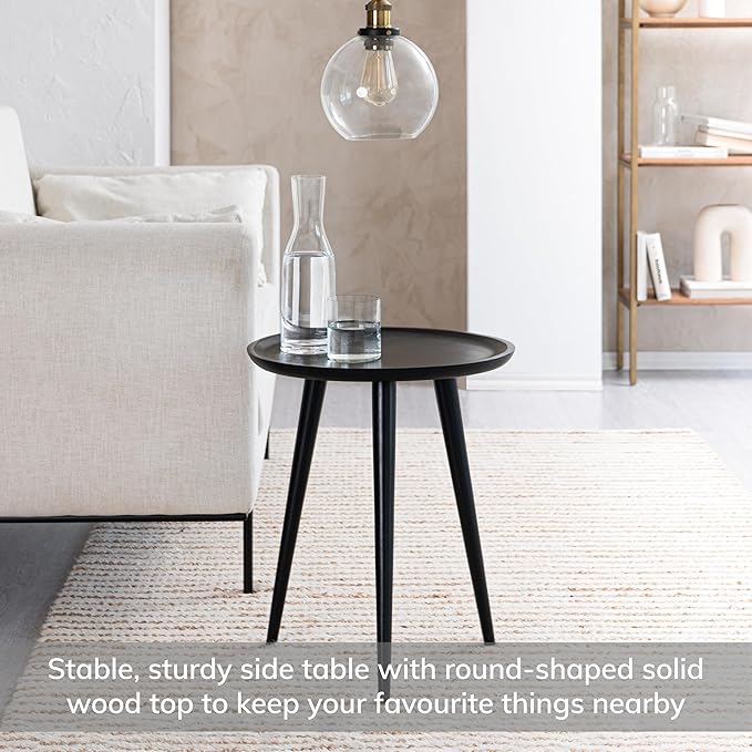MH London Side Table - Tezgah End Table. Exclusively Designed Hand-Crafted Small Nightstand. Solid Wood Round End Table. Contemporary Accent Table for Bedrooms, Living Rooms and Home Office