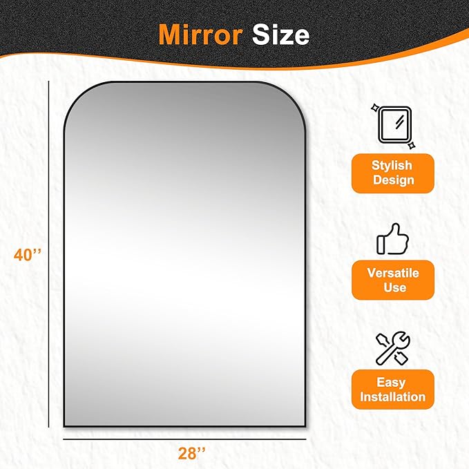 Bathroom Vanity Mirror,40" x 28" Black Metal Framed Wall Mirror for Over Sink, Living Room, Bedroom,Entryway Decor