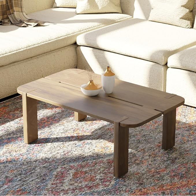 Mocha Coffee Table – Handcrafted Mango Wood Table with Coffee Finish | Large Accent Piece for Living Room, Patio, Entryway, or Office – Durable Centerpeice | Easy Assembly, Mid Century Decor