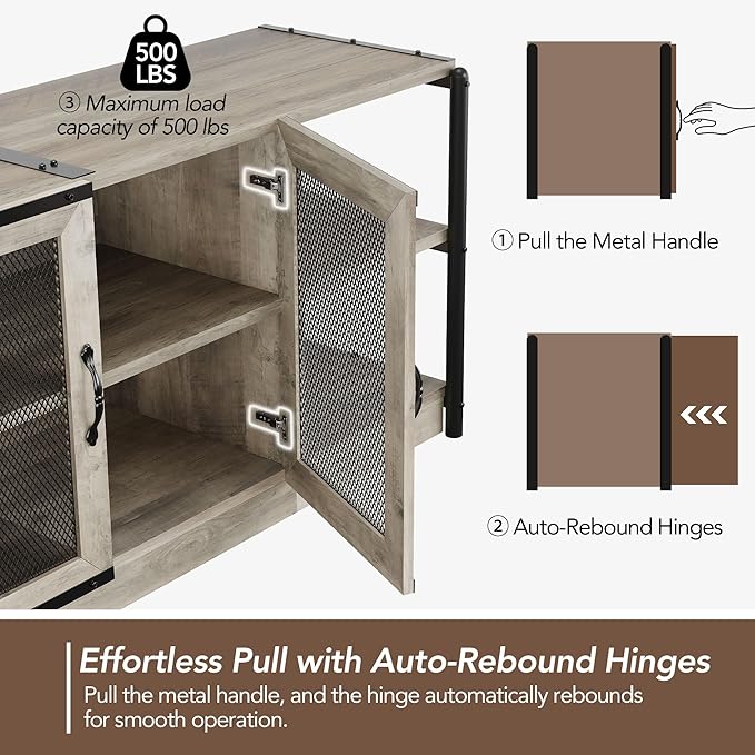 GarveeHome Farmhouse TV Stand for 65/75 Inch TVs, Entertainment Center with Storage Cabinet, 63'' Rustic TV Media Console Table, Furniture for Living Room, Grey