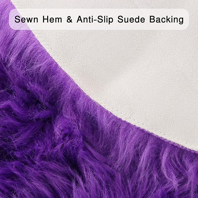 duduta Purple Faux Sheepskin Runner Rugs 2x6 ft, Fluffy Shag Bedroom Rug Fur Sofa Couch Covers Washable