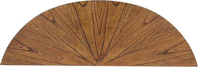 Martin Svensson Home LAX Two-Tone 48-Inch Caramel Brown Half-Moon Wood Sofa Console Table with Walnut Legs and Shelf Storage