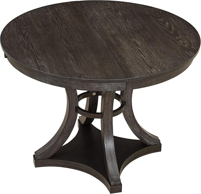 Ball & Cast Retro Dining Table Set for 4 with 4 Upholstered Chairs,5-Piece Wooden Living Room Furniture W/ 42" Round Extendable Kitchen Desk,for Small Space,Apartment,Dining Room,Espresso