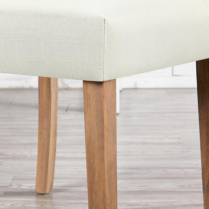 Yaheetech Dining Chairs Set of 2 Fabric Upholstered Dining Room Chairs with Button Tufted High Back and Solid Wood Legs for Kitchen/Living Room/Restaurant, Modern Style, Beige