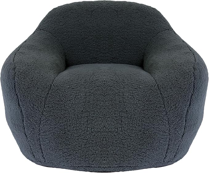 Furniliving Bean Bag Chair, Oversized Bean Bag Couch for Adults Comfy Bean Bag Sofa with Back Support, Giant Bean Bag Chair Stuffed Floor Sofa for Living Room Bedroom Dorm Office, Teddy, Dark Grey