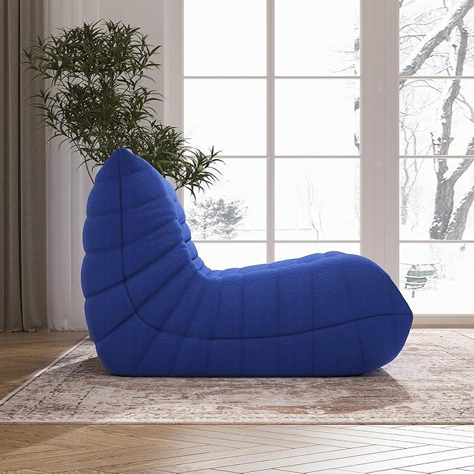 Bean Bag Chair, Memory Foam Bean Bag Sofa Large Bean Bag Chair for Adults, Bean Bags Chairs for Teens with High Density Comfortable Foam, Bean Bag for Living Room, Bedroom (Blue)