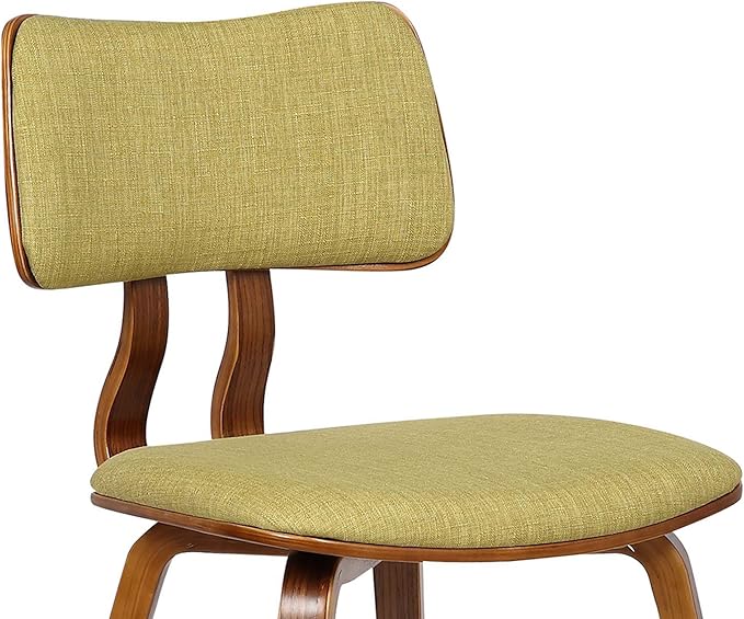 Armen Living Jaguar Mid-Century Dining Chair in Walnut Wood and Green Fabric - Set of 6