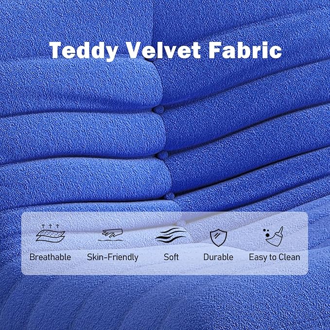 Bean Bag Chair, Memory Foam Bean Bag Sofa Large Bean Bag Chair for Adults, Bean Bags Chairs for Teens with High Density Comfortable Foam, Bean Bag for Living Room, Bedroom (Blue)