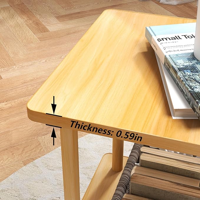 2-Tier End Table,Multi-Layer Side Cabinet with 4 Solid Wood Sturdy Legs for Living Room and Bed Room, Minimalist Modern (31.5"*15.8"*21")