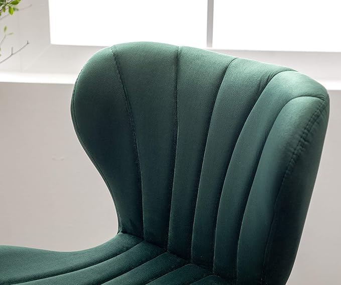 Roundhill Furniture Ellston Velvet Adjustable Swivel Barstools in Green, Set of 2