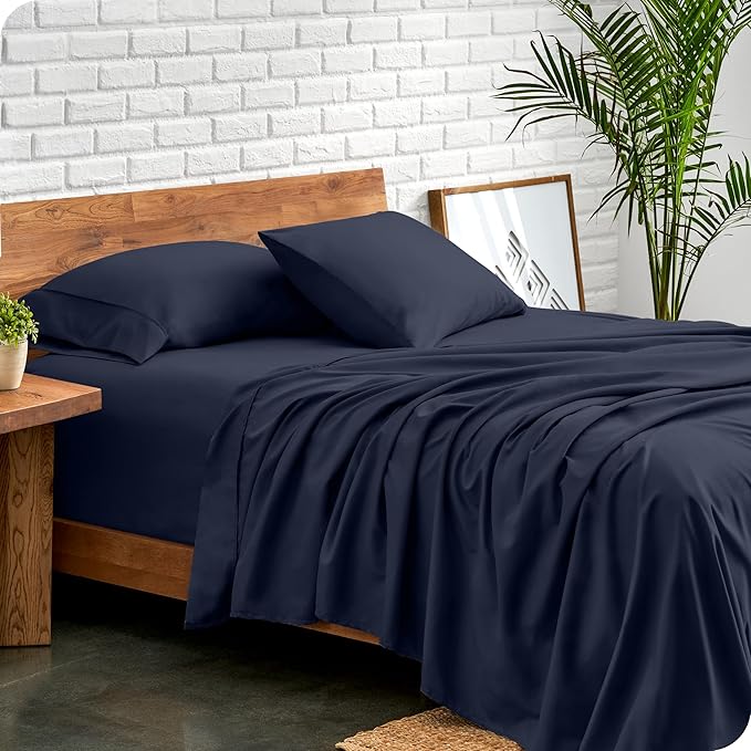 Bare Home California King Sheet Set - 1800 Ultra-Soft Microfiber Cal King Bed Sheets - Double Brushed - Deep Pockets - Easy Fit - 4 Piece Set - Bed Sheets (California King, Midnight Blue)
