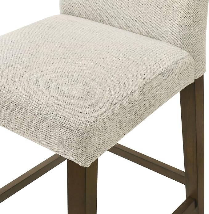 CHITA Counter Height Bar Stools Set of 3, 27" H Seat Height Upholstered Barstools, Fabric in Ivory