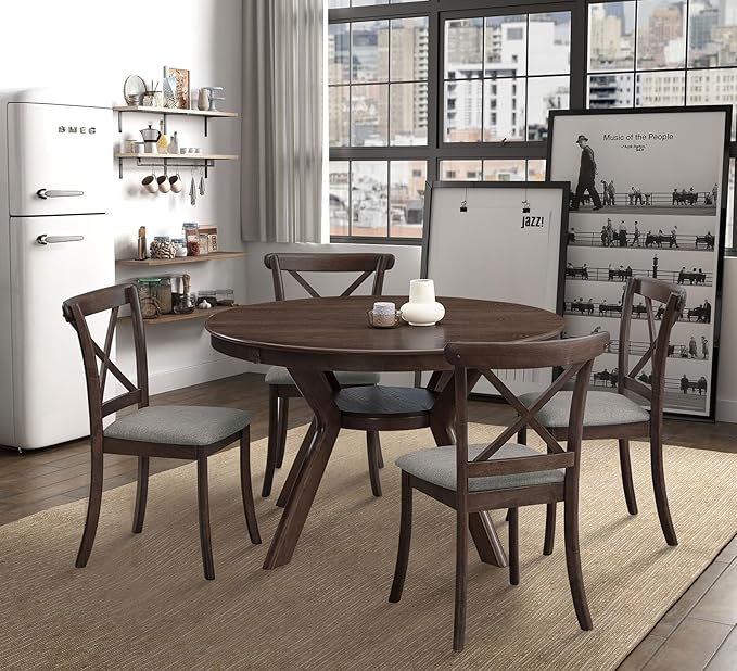 Wooden Dining Chairs Set of 2, Kitchen Chairs Upholstered Dining Chair, Farmhouse Dining Chairs for Dining Table, Max Load 300 Lbs,Dark Brown