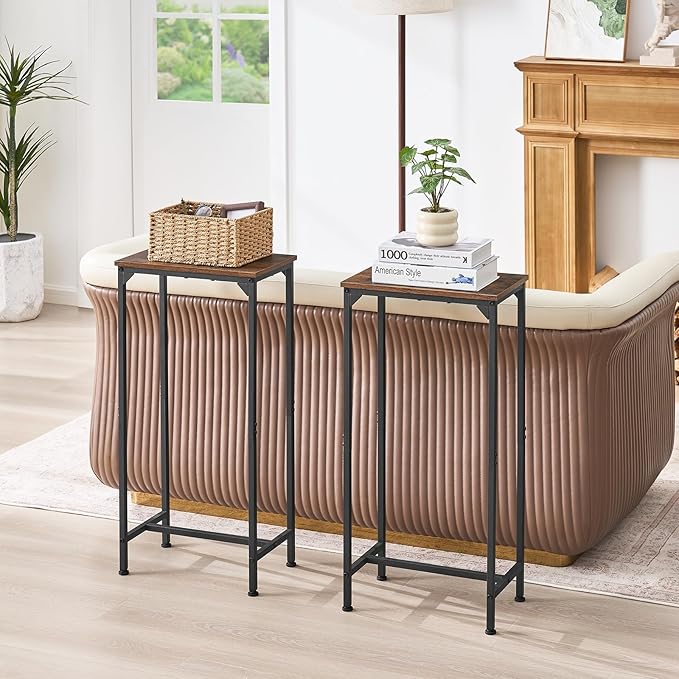 Console Table, Narrow Entryway Table, Thin Sofa Table, Behind Couch Table,for Hallway, Bedroom, Living Room, Foyer, 9.4 x 15.7 x 31.5 Inches, Rustic Brown