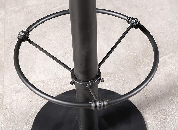 LOKKHAN 42" Tall Rustic Industrial Bar Table-19.68" Dia Round Wooden Top Metal Bar Height Adjustable Standing Pub Table-Dining Room Bistro Table-Cocktail Table