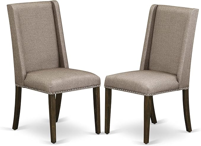 East West Furniture X777FL716-6 6 Piece Dining Table Set Contains a Rectangle Table with X-Legs and 4 Dark Khaki Linen Fabric Upholstered Chairs with a Bench, 40x72 Inch, Multi-Color