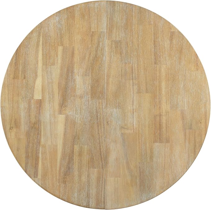 Need Extendable Farmhouse Round Dining Table with 16" Leaf - Solid Wood Kitchen Table, Adjustable Size for Small Spaces (Natural Wood Wash)